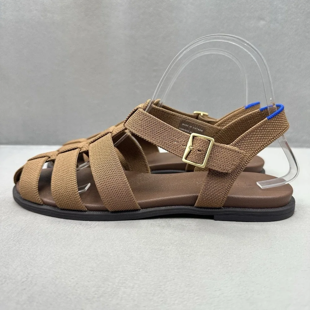 Rothy's The Fisherman Womens Size 8.5 Sandals Pecan Brown Adjustable Comfort